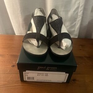 PAUL GREEN Venice San Black Soft Womens Buckle Sandal‎ 7 1/2